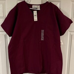 Wine V-Neck Scrub Top